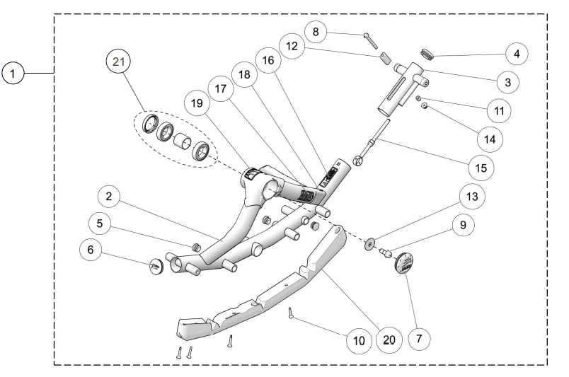 2019 CAMSO ATV T4S - FRONT RIGHT FRAME PARTS DIAGRAM