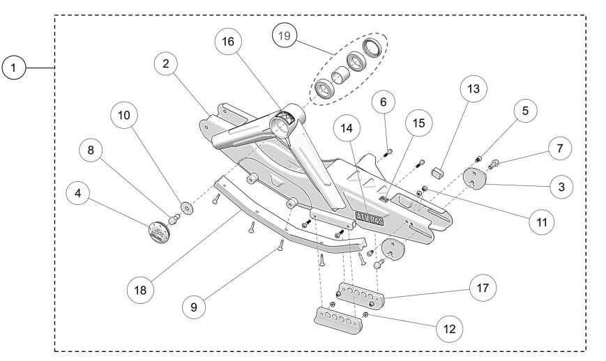 2019 CAMSO ATV R4S - FRONT RIGHT FRAME PARTS DIAGRAM